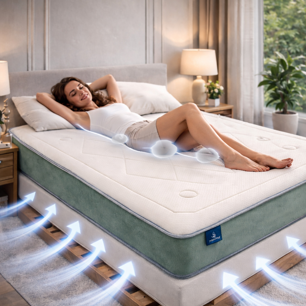 Colchón viscoelástico SLEEP persona tumbada en el colchón