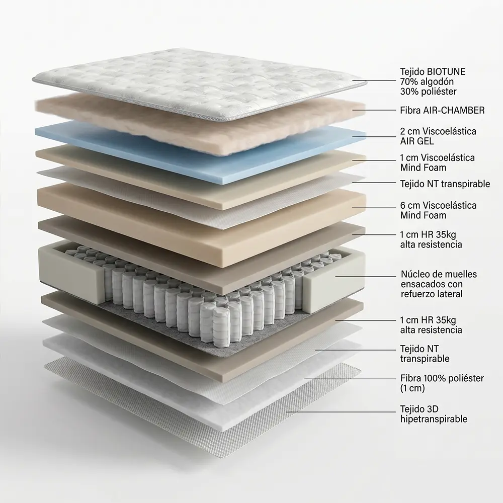 Composicion 3D Colchón muelles ensacados Natursac