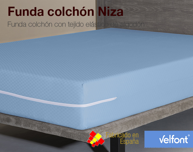 poliéster HIPERMANTA Funda de colchón Estampada Color Azul Tamaño 90x190/200 cms 