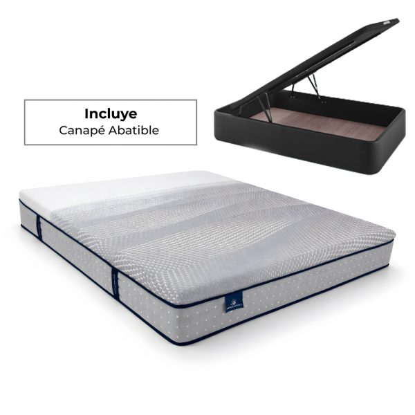 Colchón Hibrid-Quality + Canapé abatible tapizado Gran Capacidad