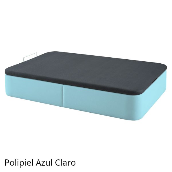 Canape-redondo-apertura-frontal-Polipiel-Azul-Claro Colchón viscoelástico Paradise + Canapé abatible tapizado Gran Capacidad