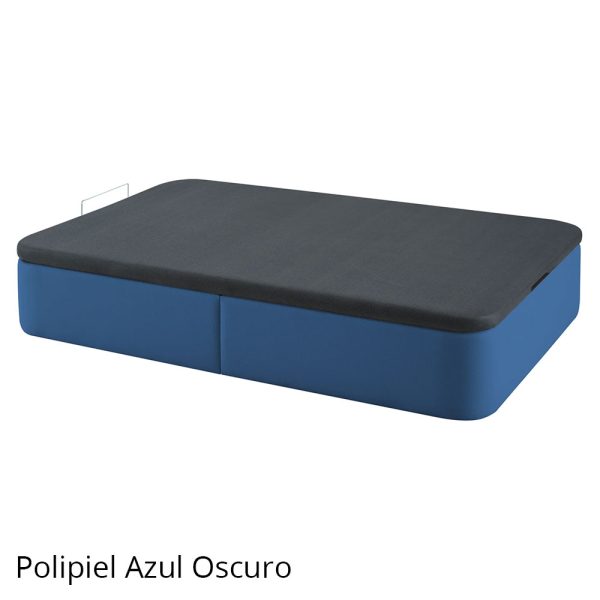 Canape-redondo-apertura-frontal-Polipiel-Azul-Oscuro Colchón viscoelástico Paradise + Canapé abatible tapizado Gran Capacidad