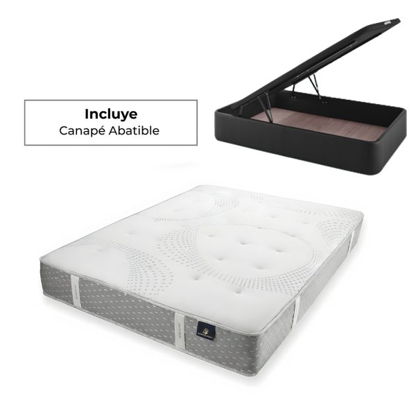 Colchón viscoelástico Luxury + Canapé abatible tapizado Gran Capacidad