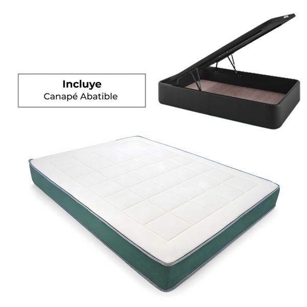 Colchón viscoelástico Basic 20 + Canapé abatible tapizado Gran Capacidad