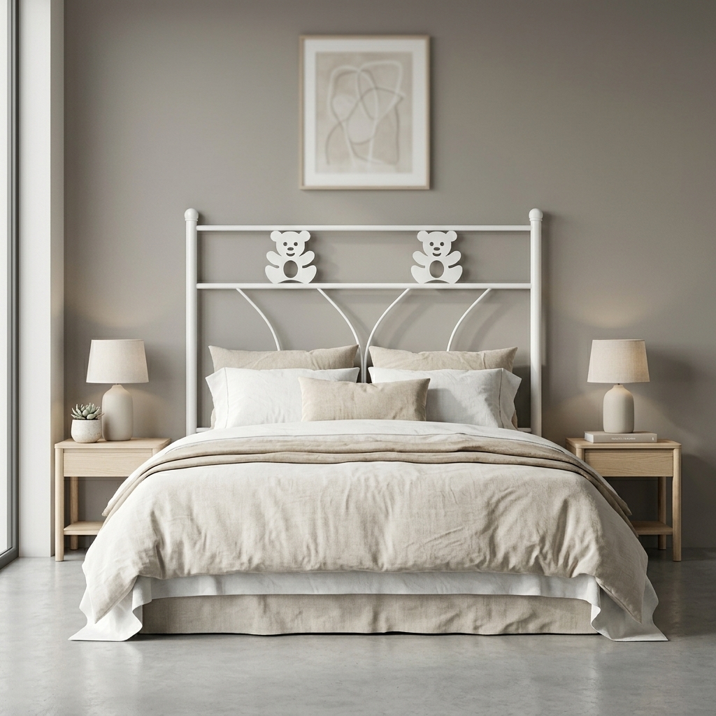 Cabecero de forja marfil de ositos habitacion
