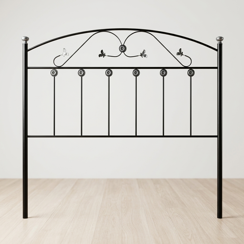 Cabecero de forja negro con hojas cama 135cm