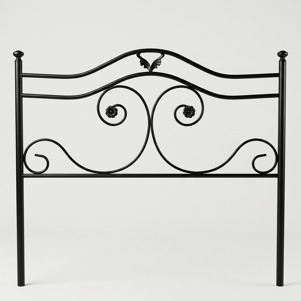 Cabecero de forja negro flores Cama de 135 cm