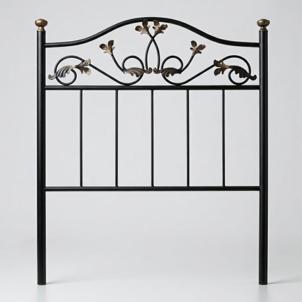 Cabecero de Forja Negro Hojas 90 cm