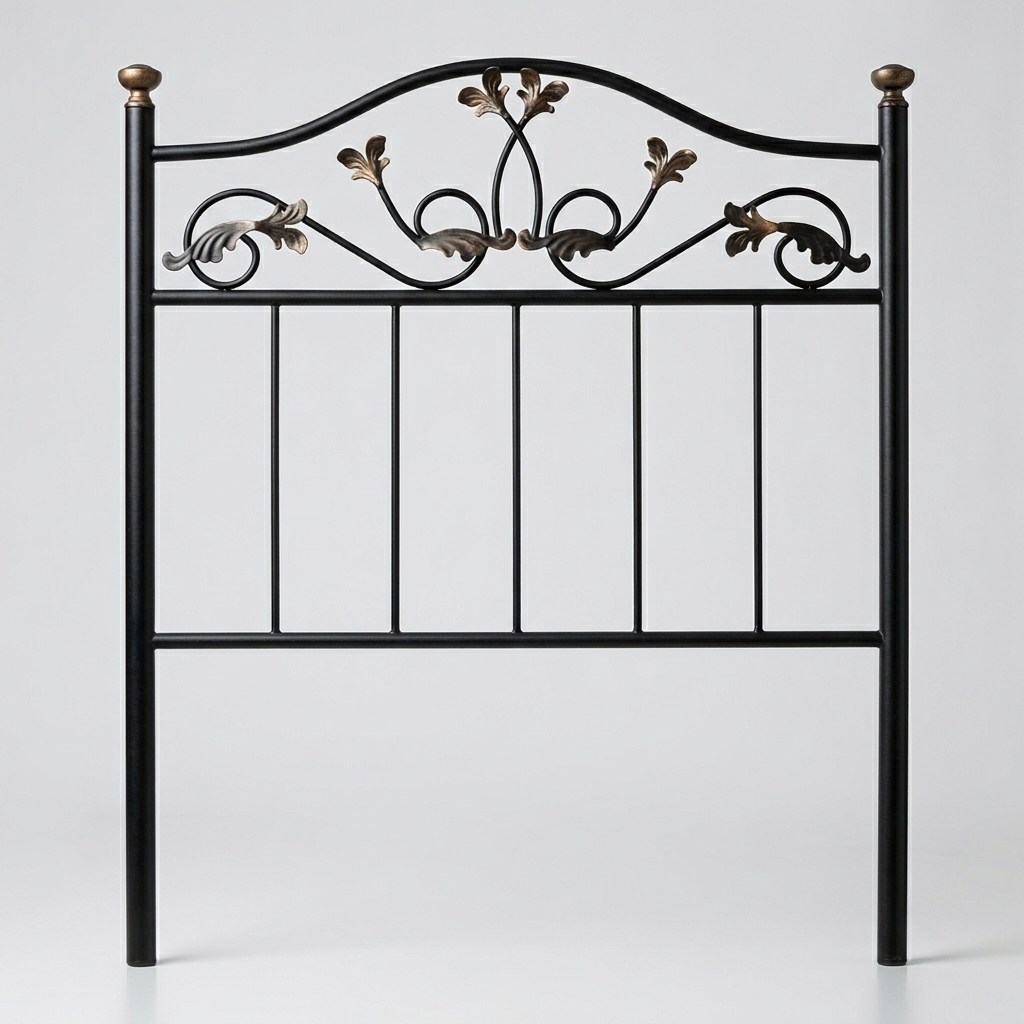 Cabecero de forja negro hojas Cama de 90 cm