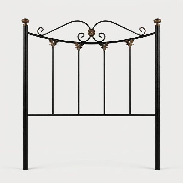 Cabecero de Forja Negro Hojitas 90 cm