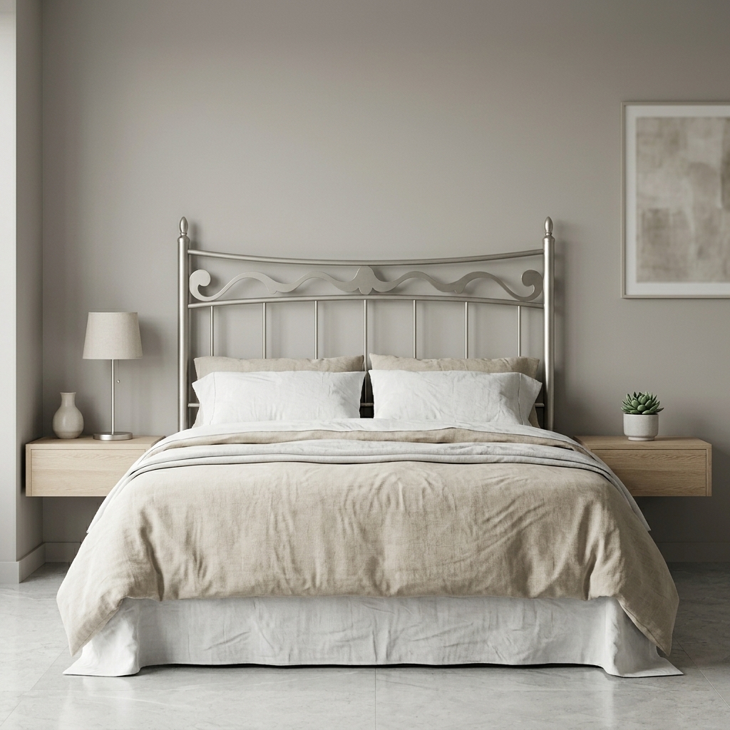 Cabecero de forja plata cenefa habitacion