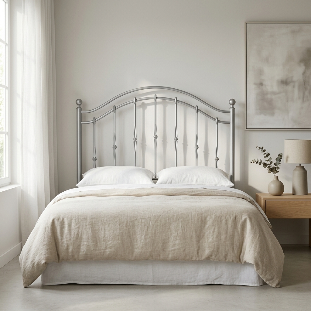 Cabecero de forja plata espigas habitacion