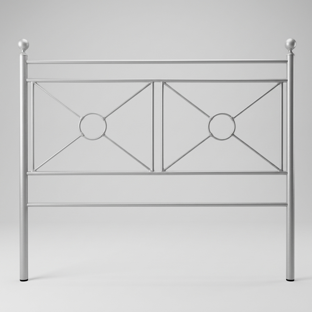 Cabecero de forja plata rectangulos Cama de 135 cm