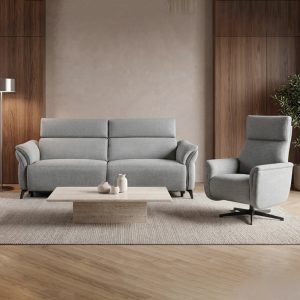 Pack sofe electrico 3 plazas SUEDER y Sillon LYON